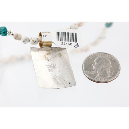 12kt Gold Filled and .925 Sterling Silver Handmade LIZARD Certified Authentic Navajo Turquoise Native American Necklace 371007037281