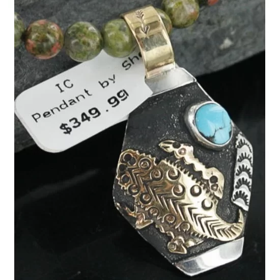 12kt Gold Filled and .925 Sterling Silver Handmade Lizard Certified Authentic Navajo Turquoise Native American Necklace 390671871410 12kt Gold Filled and .925 Sterling Silver Handmade Lizard Certified Authentic Navajo Turquoise Native American Necklace 390671871410