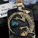 12kt Gold Filled and .925 Sterling Silver Handmade Lizard Certified Authentic Navajo Turquoise Native American Necklace 390738864747