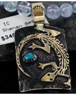12kt Gold Filled and .925 Sterling Silver Handmade Lizard Certified Authentic Navajo Turquoise Native American Necklace 390738864747 12kt Gold Filled and .925 Sterling Silver Handmade Lizard Certified Authentic Navajo Turquoise Native American Necklace 390738864747