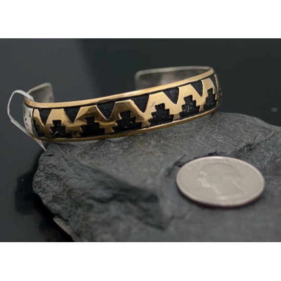 12kt Gold Filled and .925 Sterling Silver Handmade Mountain Certified Authentic Navajo Native American Bracelet 390674993138
