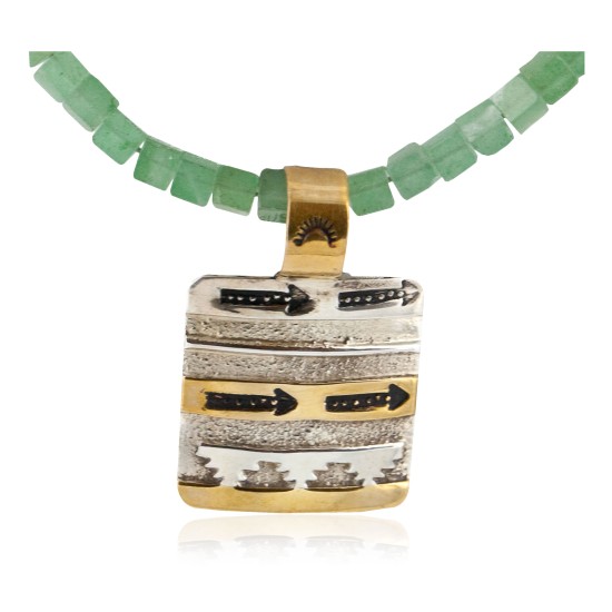 12kt Gold Filled and .925 Sterling Silver Handmade Mountain Certified Authentic Navajo Natural Turquoise and Jade Native American Necklace 740103-1-790101 12kt Gold Filled and .925 Sterling Silver Handmade Mountain Certified Authentic Navajo Natural Turquoise and Jade Native American Necklace 740103-1-790101