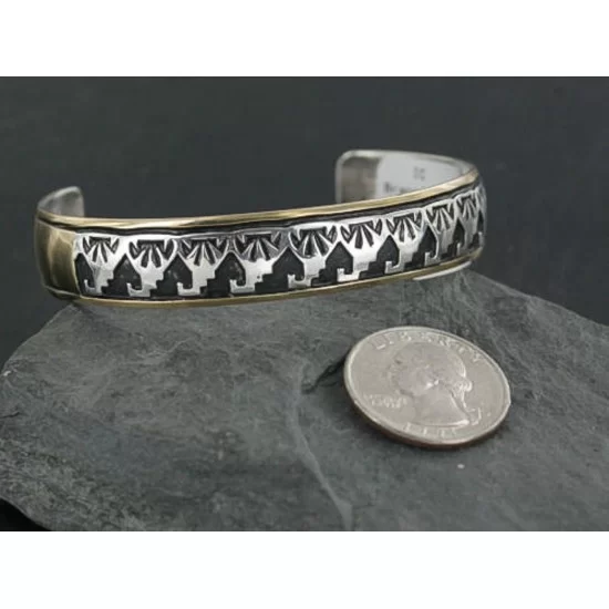 12kt Gold Filled and .925 Sterling Silver Handmade Mountains Certified Authentic Navajo Silver Native American Bracelet 370929234035 12kt Gold Filled and .925 Sterling Silver Handmade Mountains Certified Authentic Navajo Silver Native American Bracelet 370929234035