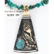 12kt Gold Filled and .925 Sterling Silver Handmade Rose Certified Authentic Navajo Turquoise Native American Necklace 371047910070