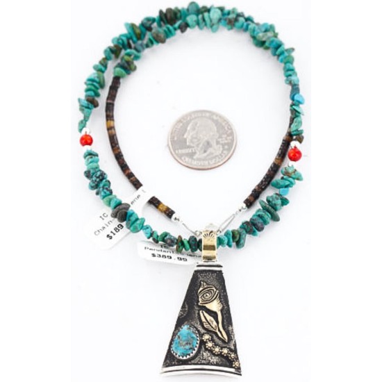 12kt Gold Filled and .925 Sterling Silver Handmade Rose Certified Authentic Navajo Turquoise Native American Necklace 371047910070 12kt Gold Filled and .925 Sterling Silver Handmade Rose Certified Authentic Navajo Turquoise Native American Necklace 371047910070