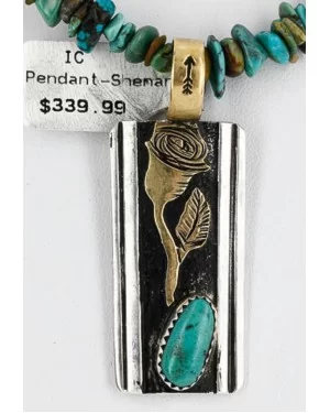 12kt Gold Filled and .925 Sterling Silver HANDMADE Rose Certified Authentic Navajo Turquoise Native American Necklace 371114645560