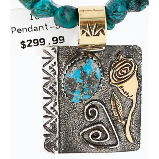12kt Gold Filled and .925 Sterling Silver Handmade Rose Certified Authentic Navajo Turquoise Native American Necklace 390781591252