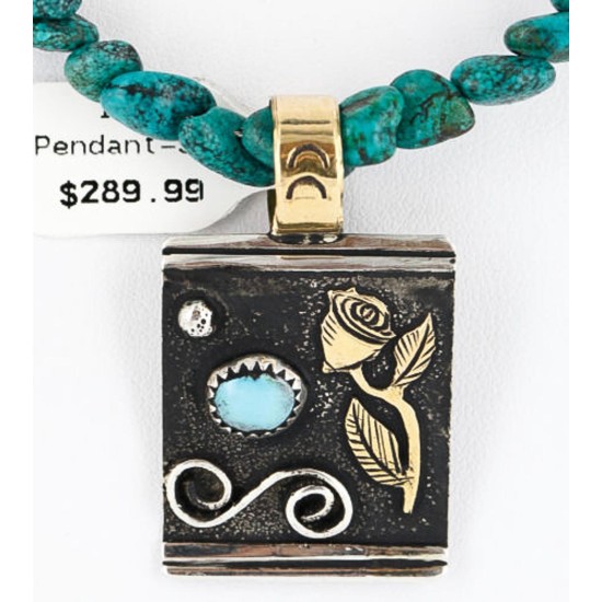 12kt Gold Filled and .925 Sterling Silver Handmade Rose Certified Authentic Navajo Turquoise Native American Necklace 390789490052 12kt Gold Filled and .925 Sterling Silver Handmade Rose Certified Authentic Navajo Turquoise Native American Necklace 390789490052