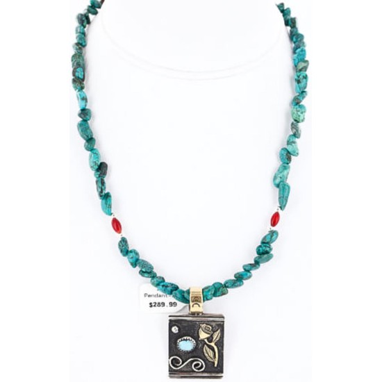 12kt Gold Filled and .925 Sterling Silver Handmade Rose Certified Authentic Navajo Turquoise Native American Necklace 390789490052 12kt Gold Filled and .925 Sterling Silver Handmade Rose Certified Authentic Navajo Turquoise Native American Necklace 390789490052