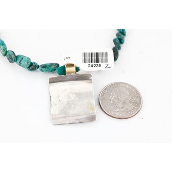 12kt Gold Filled and .925 Sterling Silver Handmade Rose Certified Authentic Navajo Turquoise Native American Necklace 390789490052 12kt Gold Filled and .925 Sterling Silver Handmade Rose Certified Authentic Navajo Turquoise Native American Necklace 390789490052