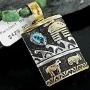 12kt Gold Filled and .925 Sterling Silver Handmade Storyteller Certified Authentic Navajo Turquoise Native American Necklace 370903533016
