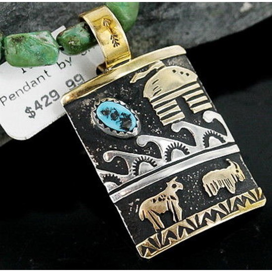 12kt Gold Filled and .925 Sterling Silver Handmade Storyteller Certified Authentic Navajo Turquoise Native American Necklace 370903533016 12kt Gold Filled and .925 Sterling Silver Handmade Storyteller Certified Authentic Navajo Turquoise Native American Necklace 370903533016