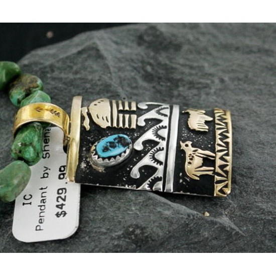 12kt Gold Filled and .925 Sterling Silver Handmade Storyteller Certified Authentic Navajo Turquoise Native American Necklace 370903533016 12kt Gold Filled and .925 Sterling Silver Handmade Storyteller Certified Authentic Navajo Turquoise Native American Necklace 370903533016
