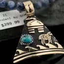 12kt Gold Filled and .925 Sterling Silver Handmade Storyteller Certified Authentic Navajo Turquoise Native American Necklace 390647486961