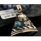 12kt Gold Filled and .925 Sterling Silver Handmade Storyteller Certified Authentic Navajo Turquoise Native American Necklace 390647486961