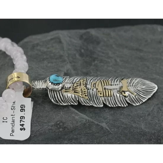 12kt Gold Filled and .925 Sterling Silver Handmade Storyteller Certified Authentic Navajo Turquoise Native American Necklace 390678616125 12kt Gold Filled and .925 Sterling Silver Handmade Storyteller Certified Authentic Navajo Turquoise Native American Necklace 390678616125