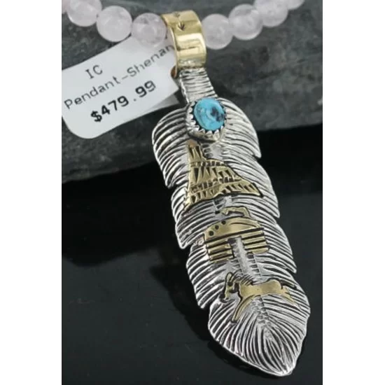 12kt Gold Filled and .925 Sterling Silver Handmade Storyteller Certified Authentic Navajo Turquoise Native American Necklace 390678616125 12kt Gold Filled and .925 Sterling Silver Handmade Storyteller Certified Authentic Navajo Turquoise Native American Necklace 390678616125