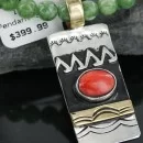 12kt Gold Filled and .925 Sterling Silver Handmade Wave Certified Authentic Navajo SPINY OYSTER Native American Necklace 370954480768