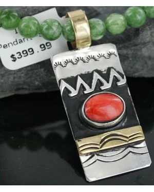 12kt Gold Filled and .925 Sterling Silver Handmade Wave Certified Authentic Navajo SPINY OYSTER Native American Necklace 370954480768 12kt Gold Filled and .925 Sterling Silver Handmade Wave Certified Authentic Navajo SPINY OYSTER Native American Necklace 370954480768