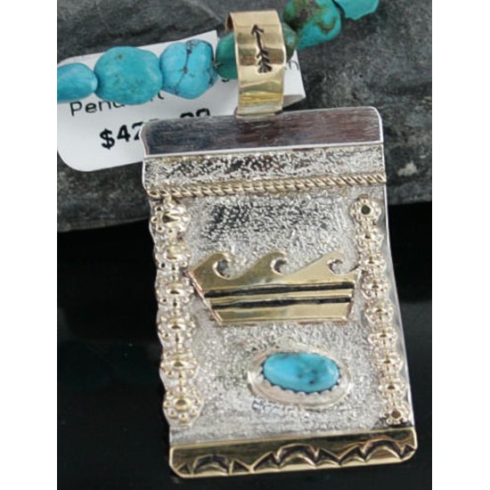 12kt Gold Filled and .925 Sterling Silver Handmade Wave Certified Authentic Navajo Turquoise Native American Necklace 370962526754 12kt Gold Filled and .925 Sterling Silver Handmade Wave Certified Authentic Navajo Turquoise Native American Necklace 370962526754