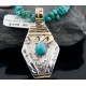 12kt Gold Filled and .925 Sterling Silver Handmade Wave Certified Authentic Navajo Turquoise Native American Necklace 390681780208