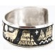 12kt Gold Filled and .925 Sterling Silver Handmade WOLF and MOUNTAIN Certified Authentic Navajo Native American Bracelet 371011763011