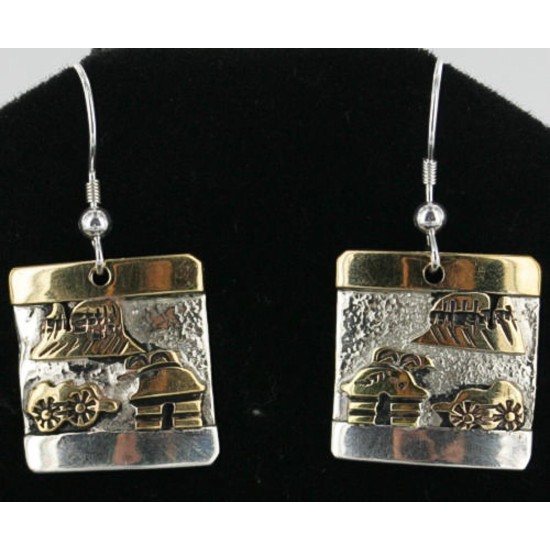 12kt Gold Filled and .925 Sterling Silver HandmadeORY TELLER Certified Authentic Navajo Native American Earrings 370953845695