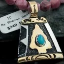 12kt Gold Filled Handmade Arrow Certified Authentic .925 Sterling Silver Navajo Turquoise Native American Necklace 390641102886