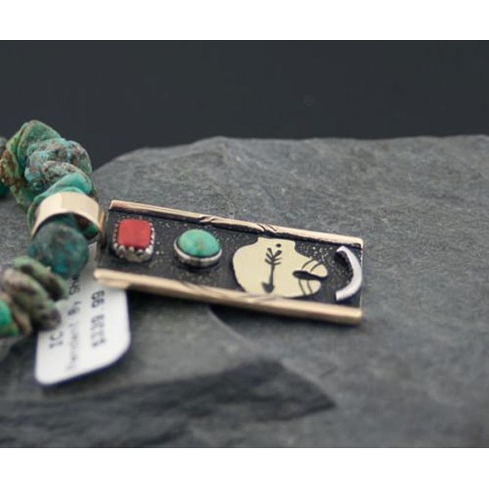 12kt Gold Filled, Handmade Bear Arrow Turquoise .925 Sterling Silver Certified Authentic Navajo 521 Native American Necklace 390576104133 12kt Gold Filled, Handmade Bear Arrow Turquoise .925 Sterling Silver Certified Authentic Navajo 521 Native American Necklace 390576104133