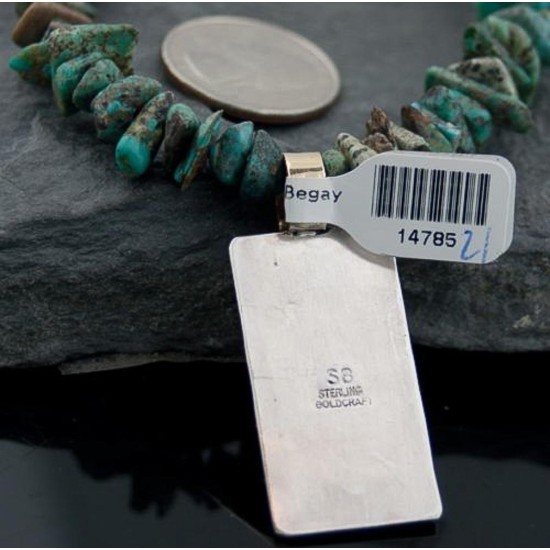 12kt Gold Filled, Handmade Bear Arrow Turquoise .925 Sterling Silver Certified Authentic Navajo 521 Native American Necklace 390576104133 12kt Gold Filled, Handmade Bear Arrow Turquoise .925 Sterling Silver Certified Authentic Navajo 521 Native American Necklace 390576104133