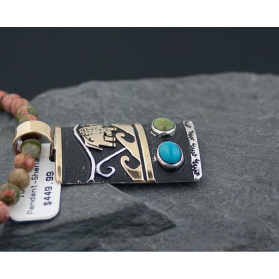 12kt Gold Filled Handmade Buffalo Turquoise .925 Sterling Silver Certified Authentic Navajo Native American Necklace 390590582542 12kt Gold Filled Handmade Buffalo Turquoise .925 Sterling Silver Certified Authentic Navajo Native American Necklace 390590582542