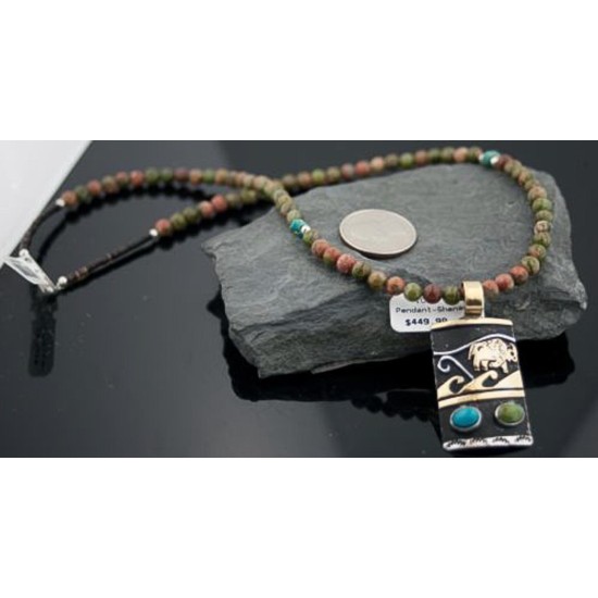 12kt Gold Filled Handmade Buffalo Turquoise .925 Sterling Silver Certified Authentic Navajo Native American Necklace 390590582542 12kt Gold Filled Handmade Buffalo Turquoise .925 Sterling Silver Certified Authentic Navajo Native American Necklace 390590582542