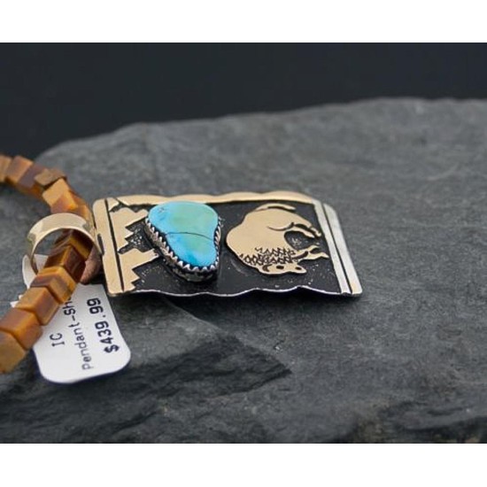12kt Gold Filled Handmade Buffalo Turquoise .925 Sterling Silver Certified Authentic Navajo 3 Native American Necklace 390597267000 12kt Gold Filled Handmade Buffalo Turquoise .925 Sterling Silver Certified Authentic Navajo 3 Native American Necklace 390597267000