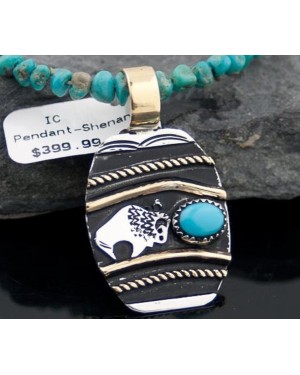 12kt Gold Filled Handmade Buffalo Turquoise .925 Sterling Silver Certified Authentic Navajo Native American Necklace 390587495460