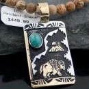 12kt Gold Filled Handmade Buffalo Turquoise .925 Sterling Silver Certified Authentic Navajo Native American Necklace 390593126021
