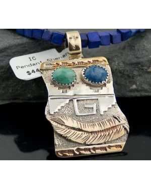 12kt Gold Filled Handmade Feather LAPIS and Turquoise .925 Sterling Silver Certified Authentic Navajo Native American Necklace 390603321284 12kt Gold Filled Handmade Feather LAPIS and Turquoise .925 Sterling Silver Certified Authentic Navajo Native American Necklace 390603321284