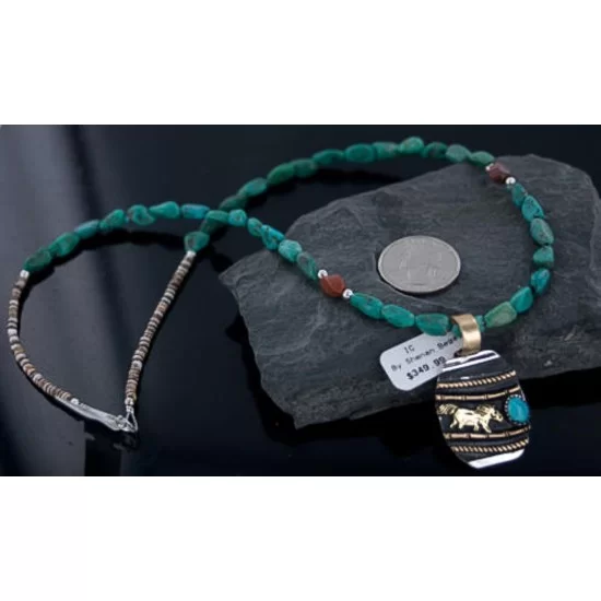 12kt Gold Filled Handmade Horse Certified Authentic .925 Sterling Silver Navajo Turquoise Native American Necklace 370885895069 12kt Gold Filled Handmade Horse Certified Authentic .925 Sterling Silver Navajo Turquoise Native American Necklace 370885895069