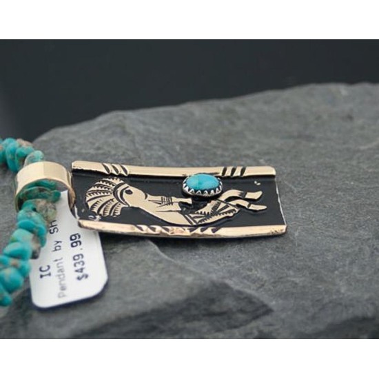 12kt Gold Filled Handmade Kokopelli Certified Authentic Navajo .925 Sterling Silver Turquoise Native American Necklace 370806111322 12kt Gold Filled Handmade Kokopelli Certified Authentic Navajo .925 Sterling Silver Turquoise Native American Necklace 370806111322