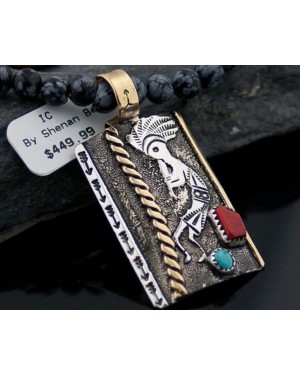 12kt Gold Filled Handmade KOKOPELLI Certified Authentic .925 Sterling Silver Navajo Turquoise Native American Necklace 390629421284