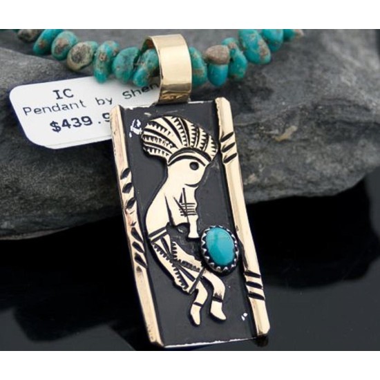 12kt Gold Filled Handmade Kokopelli Certified Authentic Navajo .925 Sterling Silver Turquoise Native American Necklace 370806111322 12kt Gold Filled Handmade Kokopelli Certified Authentic Navajo .925 Sterling Silver Turquoise Native American Necklace 370806111322