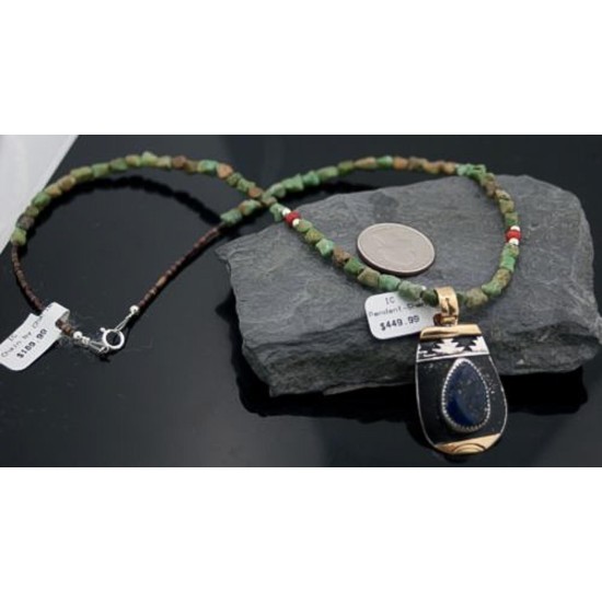 12kt Gold Filled Handmade Mountain Certified Authentic .925 Sterling Silver Navajo LAPIS and Turquois Native American Necklace 390613921458 12kt Gold Filled Handmade Mountain Certified Authentic .925 Sterling Silver Navajo LAPIS and Turquois Native American Necklace 390613921458