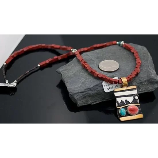 12kt Gold Filled Handmade Mountain Certified Authentic .925 Sterling Silver Navajo Spiny Oyster and Turquoise Native American Necklace 390613417496 12kt Gold Filled Handmade Mountain Certified Authentic .925 Sterling Silver Navajo Spiny Oyster and Turquoise Native American Necklace 390613417496