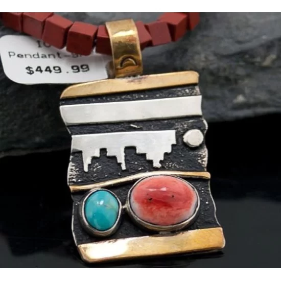 12kt Gold Filled Handmade Mountain Certified Authentic .925 Sterling Silver Navajo Spiny Oyster and Turquoise Native American Necklace 390613417496 12kt Gold Filled Handmade Mountain Certified Authentic .925 Sterling Silver Navajo Spiny Oyster and Turquoise Native American Necklace 390613417496