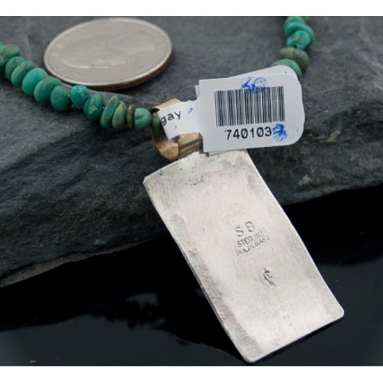 12kt Gold Filled Handmade Mountain Certified Authentic .925 Sterling Silver Turquoise Native American Necklace 370851216059 12kt Gold Filled Handmade Mountain Certified Authentic .925 Sterling Silver Turquoise Native American Necklace 370851216059