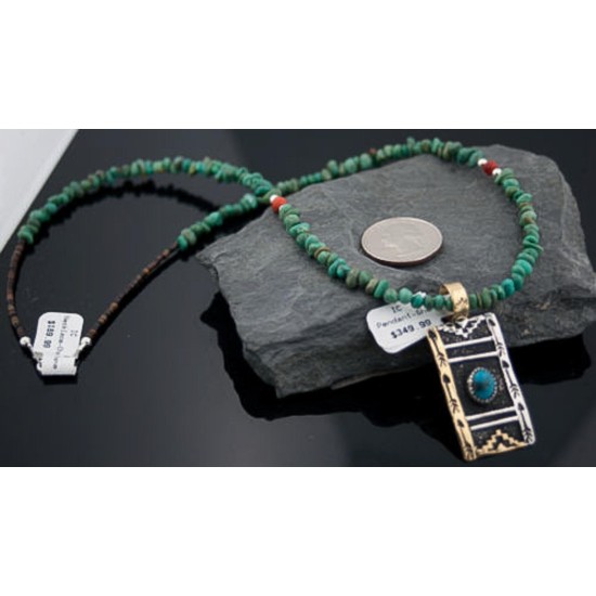 12kt Gold Filled Handmade Mountain Certified Authentic .925 Sterling Silver Turquoise Native American Necklace 370851216059 12kt Gold Filled Handmade Mountain Certified Authentic .925 Sterling Silver Turquoise Native American Necklace 370851216059