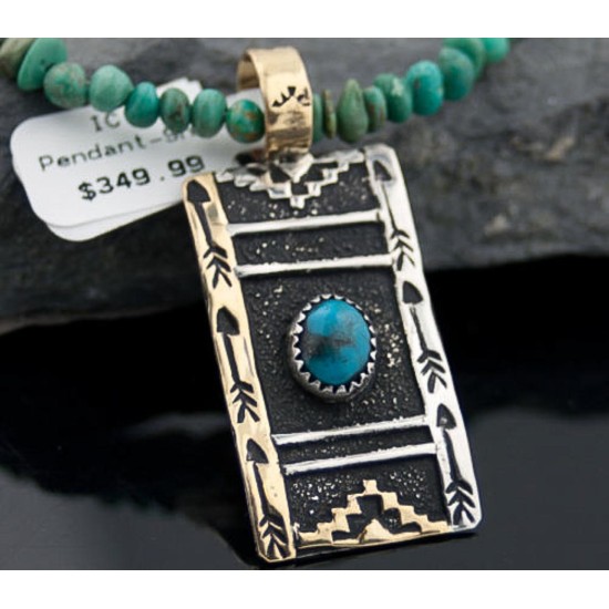 12kt Gold Filled Handmade Mountain Certified Authentic .925 Sterling Silver Turquoise Native American Necklace 370851216059 12kt Gold Filled Handmade Mountain Certified Authentic .925 Sterling Silver Turquoise Native American Necklace 370851216059