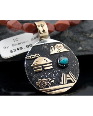 12kt Gold Filled Handmade Storyteller Certified Authentic .925 Sterling Silver Navajo Turquoise Native American Necklace 390627763213