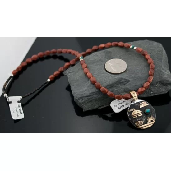 12kt Gold Filled Handmade Storyteller Certified Authentic .925 Sterling Silver Navajo Turquoise Native American Necklace 390627763213 12kt Gold Filled Handmade Storyteller Certified Authentic .925 Sterling Silver Navajo Turquoise Native American Necklace 390627763213
