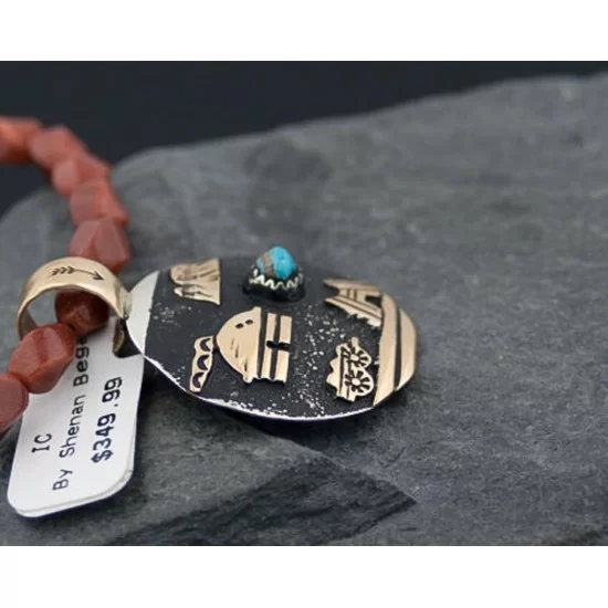 12kt Gold Filled Handmade Storyteller Certified Authentic .925 Sterling Silver Navajo Turquoise Native American Necklace 390627763213 12kt Gold Filled Handmade Storyteller Certified Authentic .925 Sterling Silver Navajo Turquoise Native American Necklace 390627763213