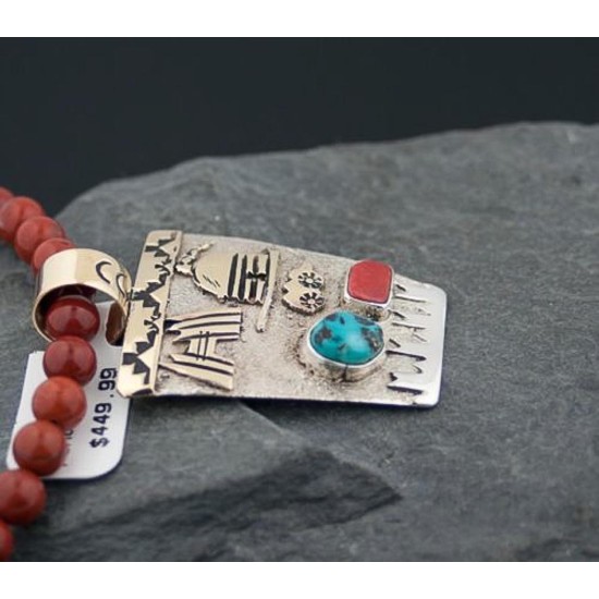 12kt Gold Filled Handmade Storyteller Turquoise Certified Authentic .925 Sterling Silver Navajo Native American Necklace 390807710793 12kt Gold Filled Handmade Storyteller Turquoise Certified Authentic .925 Sterling Silver Navajo Native American Necklace 390807710793